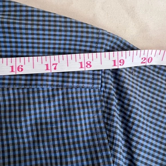 Theory Shirt Mens Blue Checker Plaid Long Sleeve Button Up Casual Size M - Picture 5 of 11